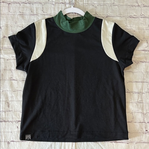 oiselle Tops - Oiselle Women’s Color-block Mock-neck Retro Sporty Casual Tee Soft Tencel Small